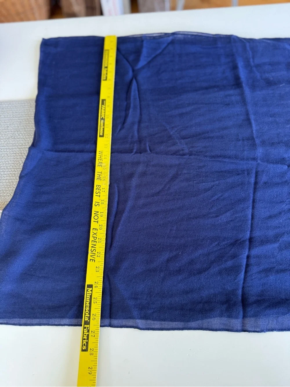 Vintage Cobalt Blue Lightweight Woven Rectangle Scarf Wrap with Fringe
